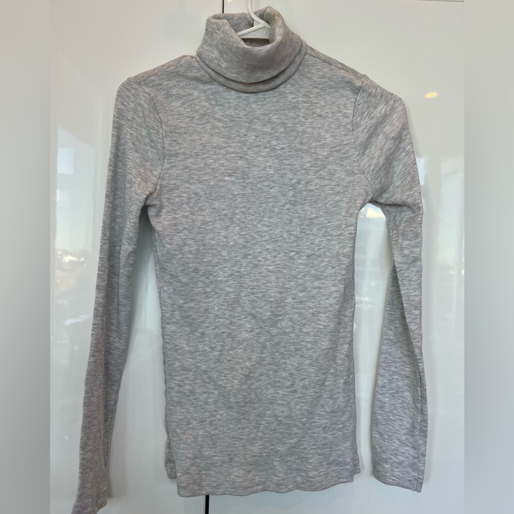 River Island cotton ribbed turtleneck in grey - size UK8 / US small